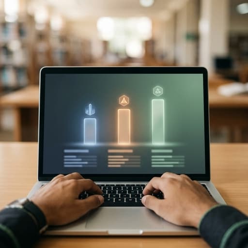 Student choosing a personalized learning path on a laptop